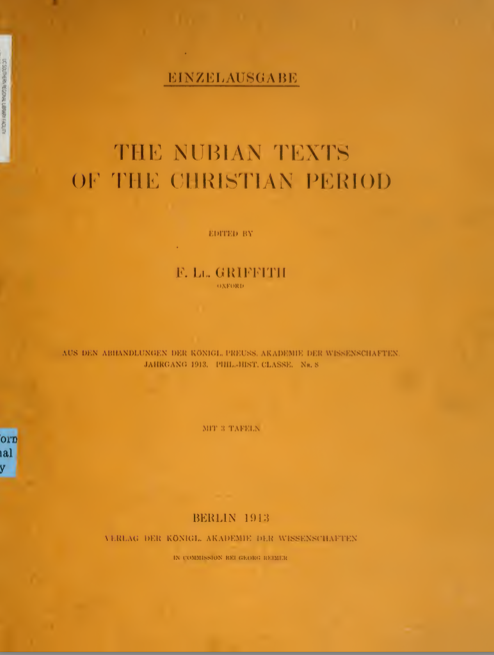 The Nubian Texts of The Christian Period
