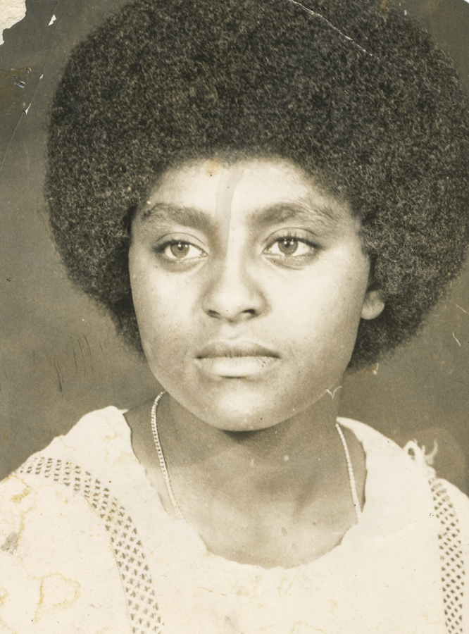 Young woman from Addis Ababa, Ethiopia with an afro.