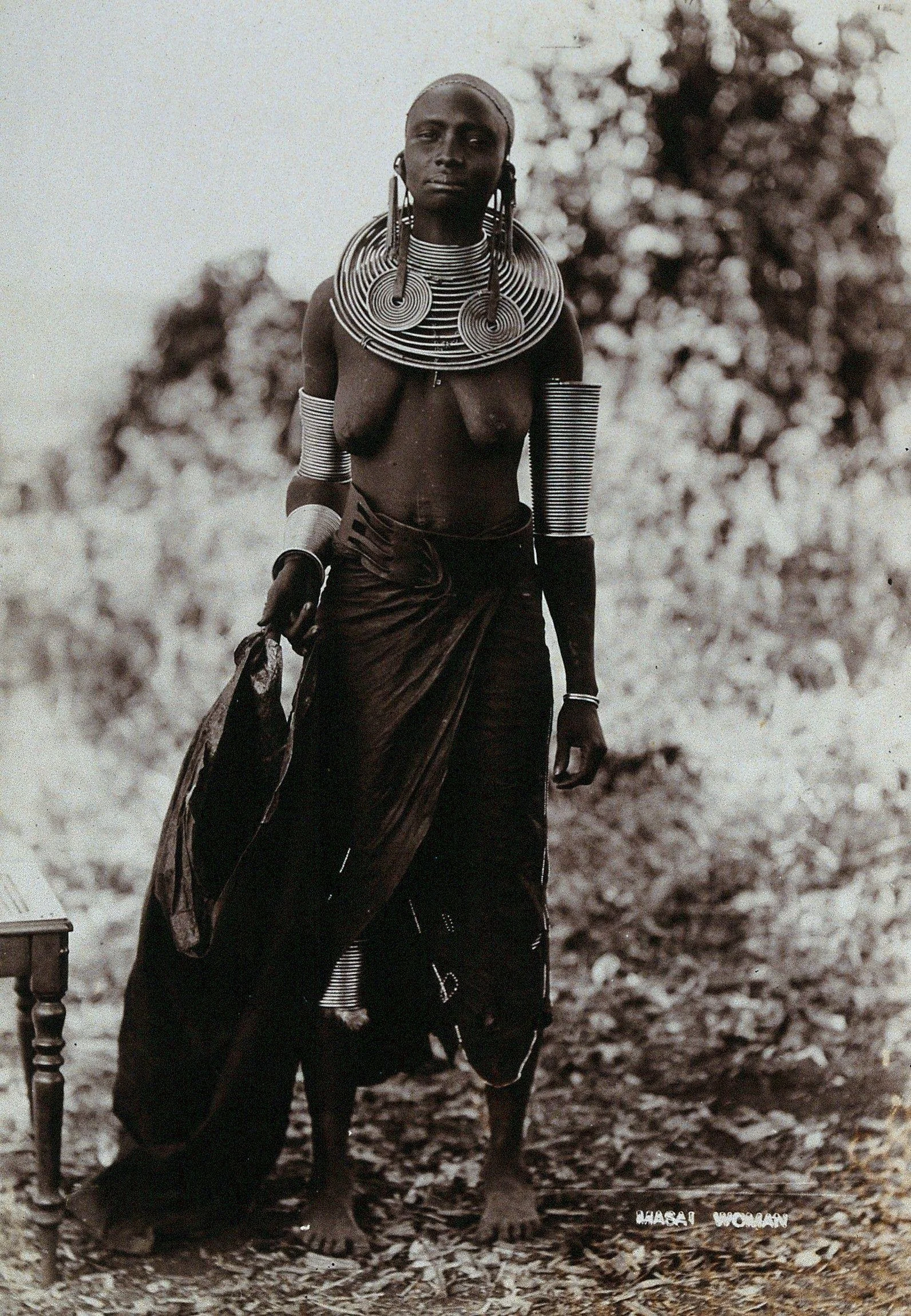A Young Masai Tribeswoman, Full Length, Wearing Much Jewellery. Photograph, ca.1900. Wellcome Collection, JSTOR, https://jstor.org/stable/community.24906008.