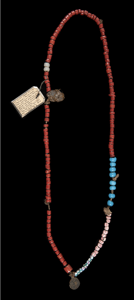 Wanga (Beaded Ritual Object). Before 1904. Haiti; Port-au-Prince, Caribbean. Material: bead.
This beaded ritual object, identified as a wanga, is associated with Haitian Vodou spiritual practice. Wangas are typically charm or power objects used withi