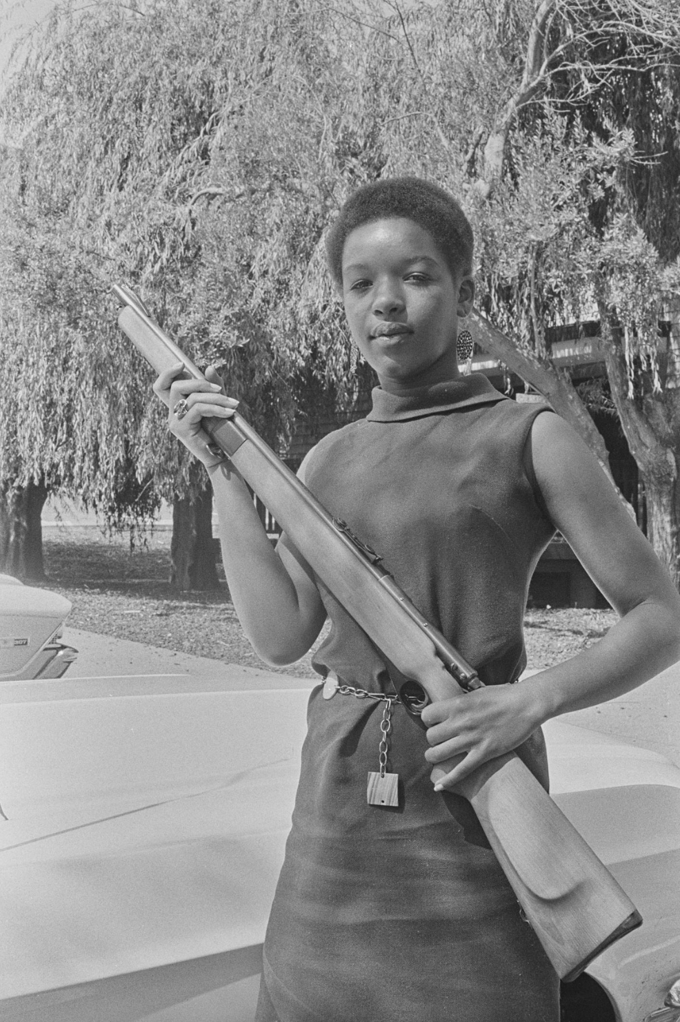 Pirkle Jones, “Black Panther, Marin City,” August 31, 1968. (Photograph from University of California, Santa Cruz).