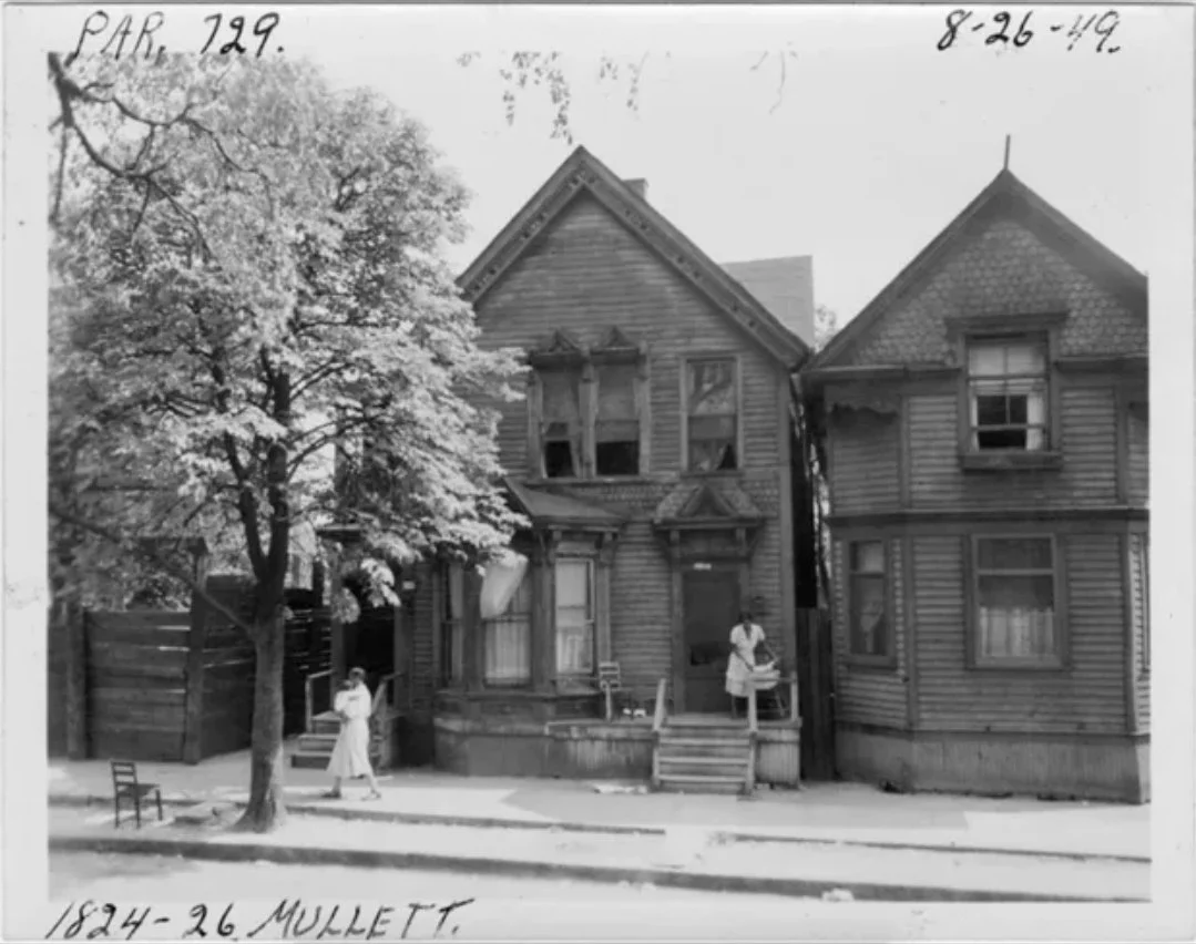 Houses at 1824-1826 Mullett, taken on August 26, 1949.Detroit Public Library Digital Collections