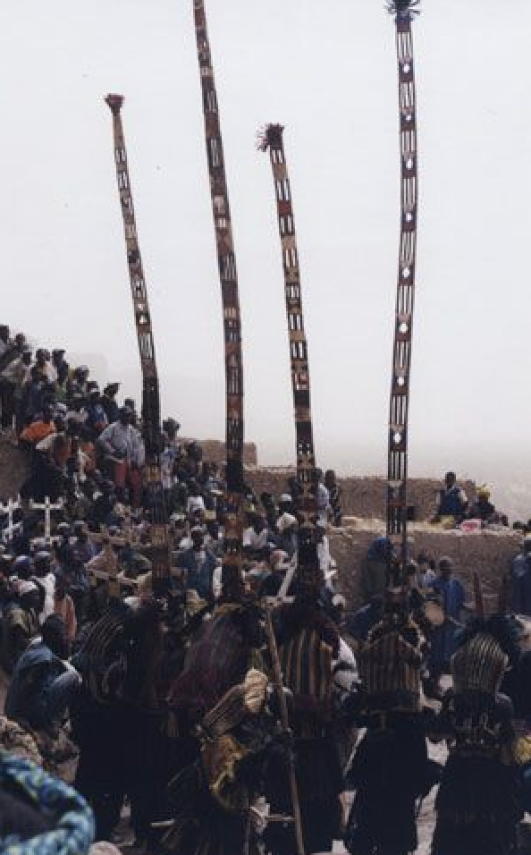 Dogon sirige masks in performance Mali, 2001. Photograph by Anne Rogers.