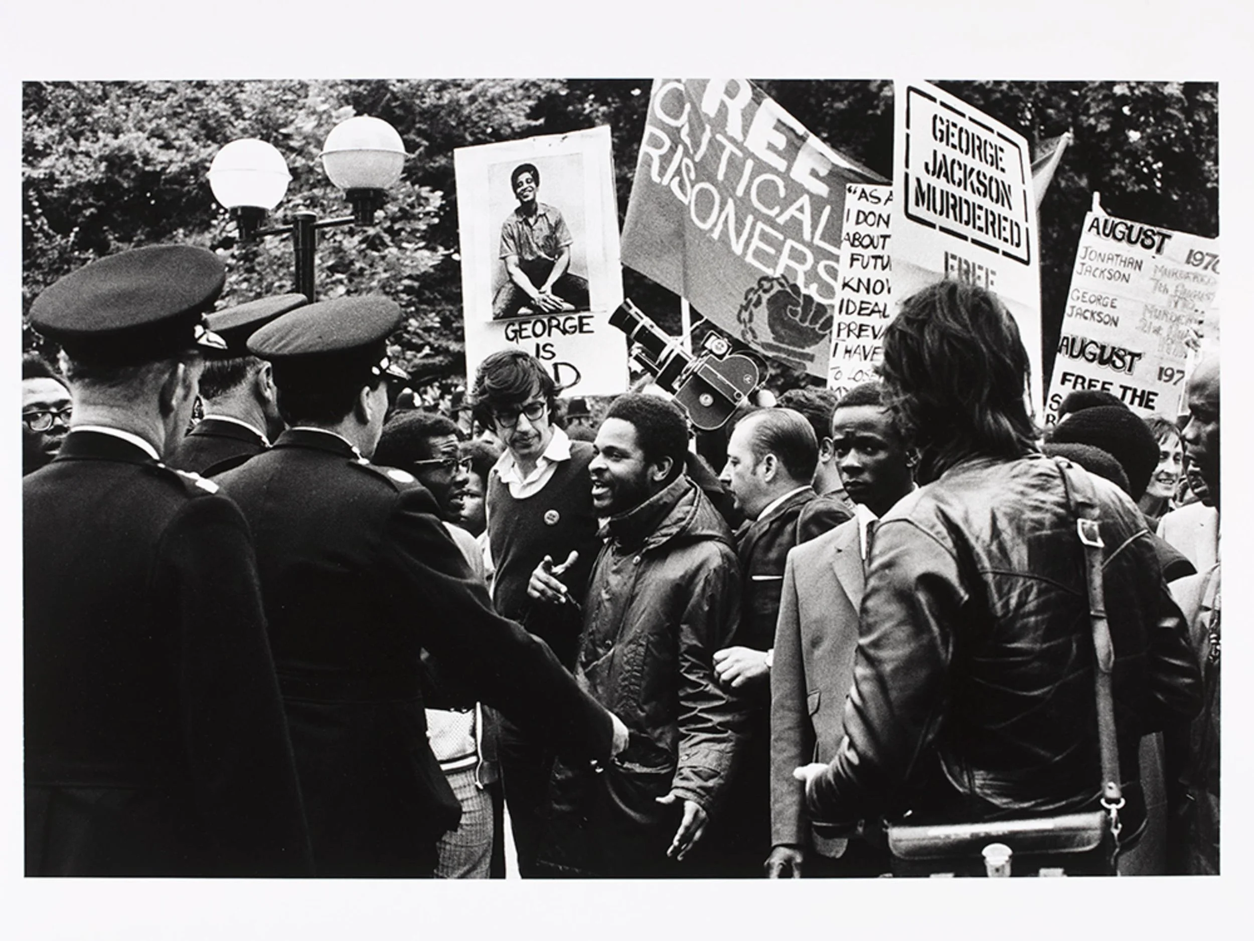 George Jackson is dead, Grosvenor Square from the series Growing Up Black, photograph by Dennis Morris, 1971, England. Museum no. E.1487-2010. © Dennis Morris/ Victoria and Albert Museum, London