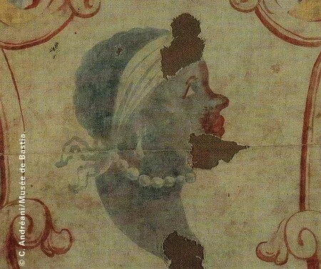 The Corsican flag as it appeared in 1768 before the Battle of Ponte Nuovo.
(source: Corse Méditerranée Magazine)