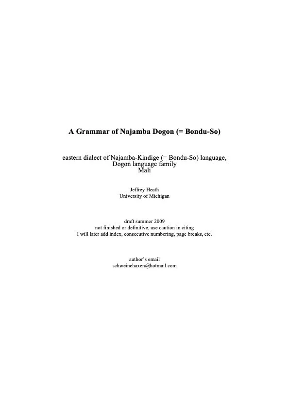 A Grammar of Najamba Dogon by Jeffrey Heath