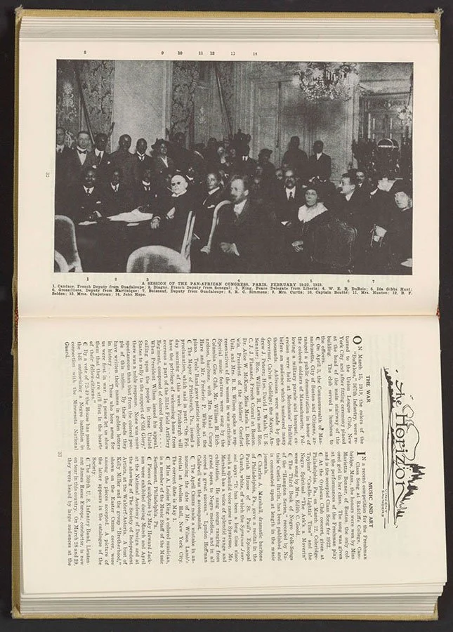 "A Session of the Pan-African Congress, Paris, February 19–22, 1919" in The Crisis, A Record of the Darker Races. [Reprint] NY: Arno Press, 1969. General Collections, Library of Congress (174.01.00)