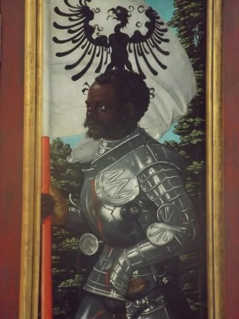 Unidentified Black Knight of Holy Roman Empire in 800 AD. His flag - of the Holy Roman
Empire