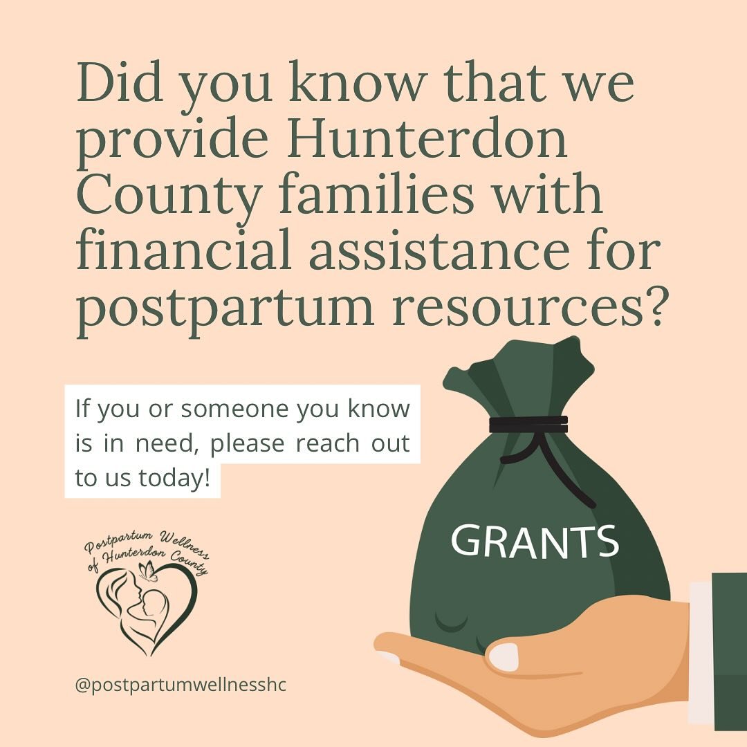 🌸 Need Support After Baby? We&rsquo;re Here to Help. 🌸

Postpartum Wellness of Hunterdon County is proud to offer grants for postpartum resources to individuals and families in need of financial assistance.

Whether it&rsquo;s therapy, doula suppor