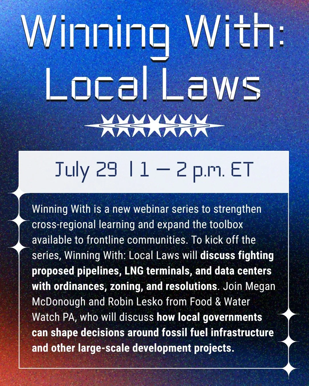 EDIT: Postponed until August due to an unexpected medical emergency. If you RSVP&rsquo;d your registration will carry over. 

Looking for practical organizing strategies you can use in your own community? Join COGO's new monthly Winning With webinar 