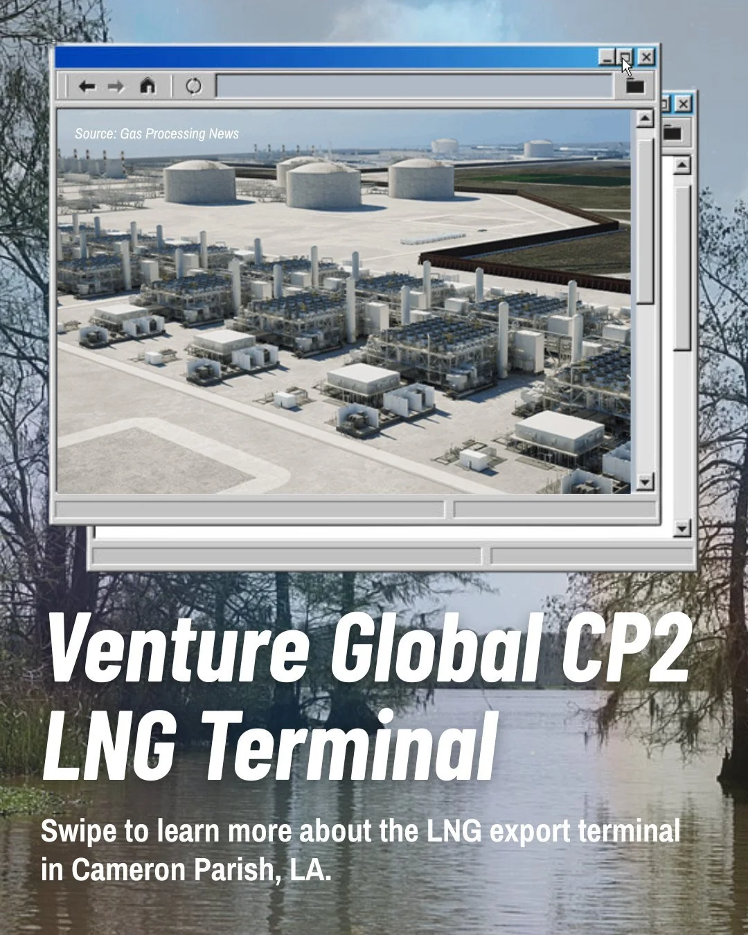 Venture Global's CP2 #LNG export terminal is wreaking havoc on fisherfolk and the broader community in Cameron Parish, threatening their livelihood, taking their land, and erasing their community piece by piece in the name of corporate greed. 

Swipe
