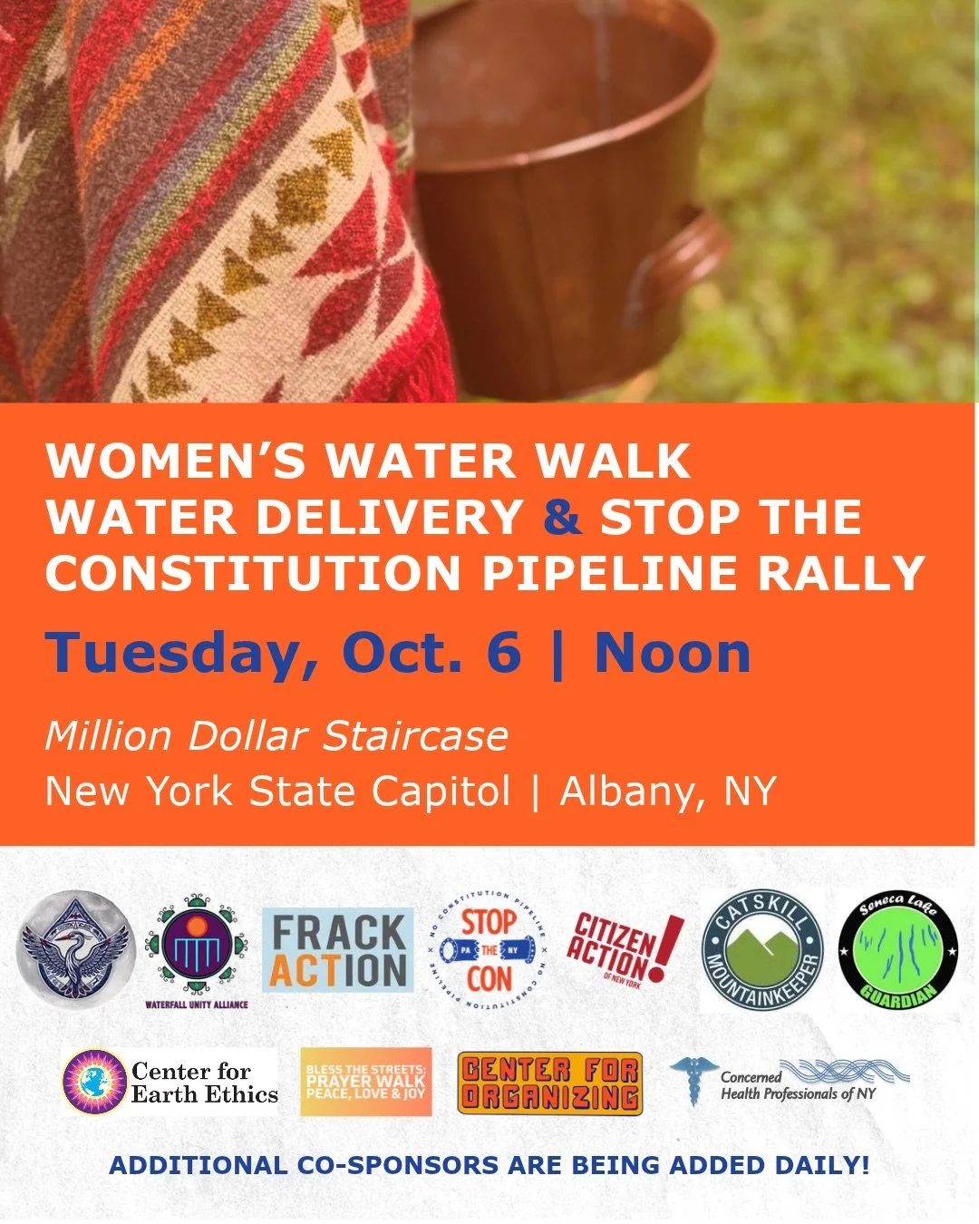 After 108 miles, we&rsquo;re headed to Albany. Join us Tuesday, Oct. 6, as the Women&rsquo;s Water Walk culminates at the NYS Capitol with a rally to Stop the Constitution Pipeline and protect New York&rsquo;s water. RSVP at the link in our bio!