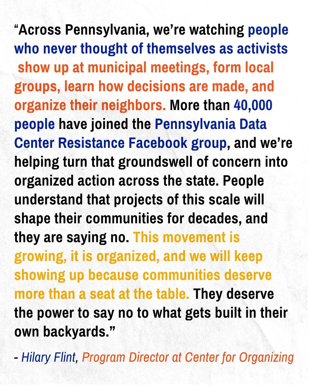 Can&rsquo;t make it to Harrisburg today? Join us online.

Across Pennsylvania, wealthy corporations are pushing massive data center developments while working people and communities are being asked to pick up the tab through higher energy costs, stra