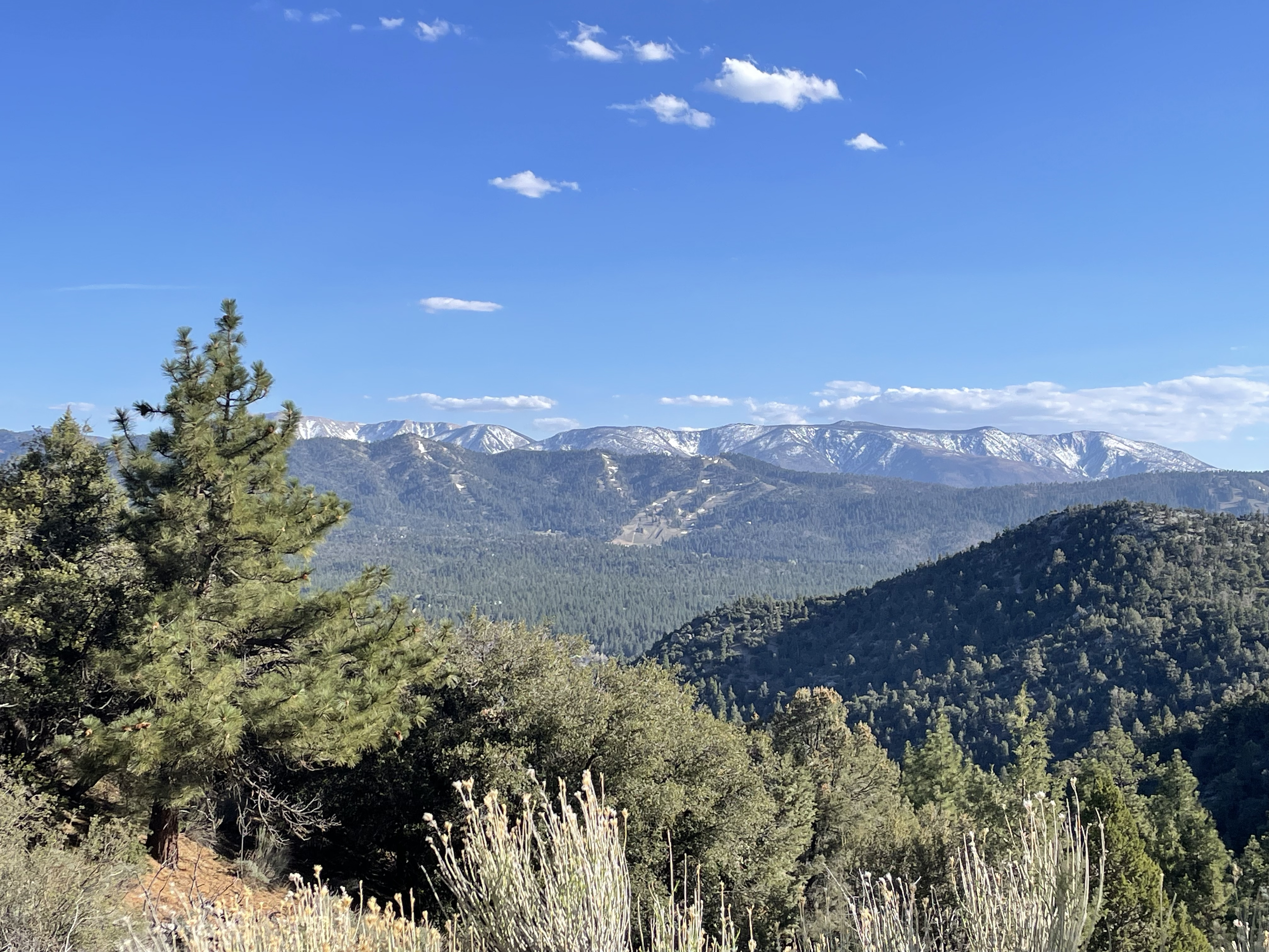 Big Bear Mountains with snowcapped peaks in the distance.