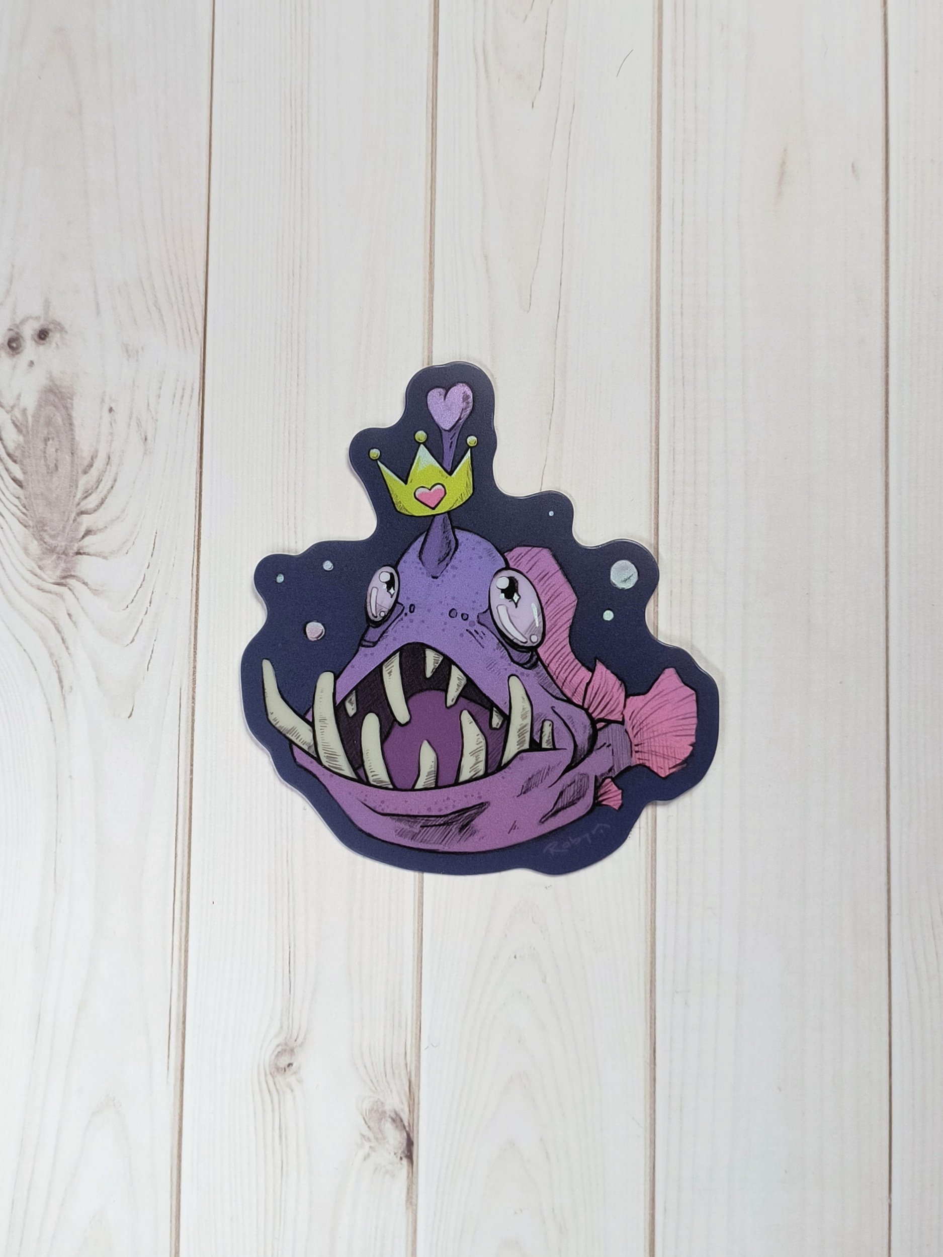 Queen Angler Fish Holographic Vinyl Sticker
