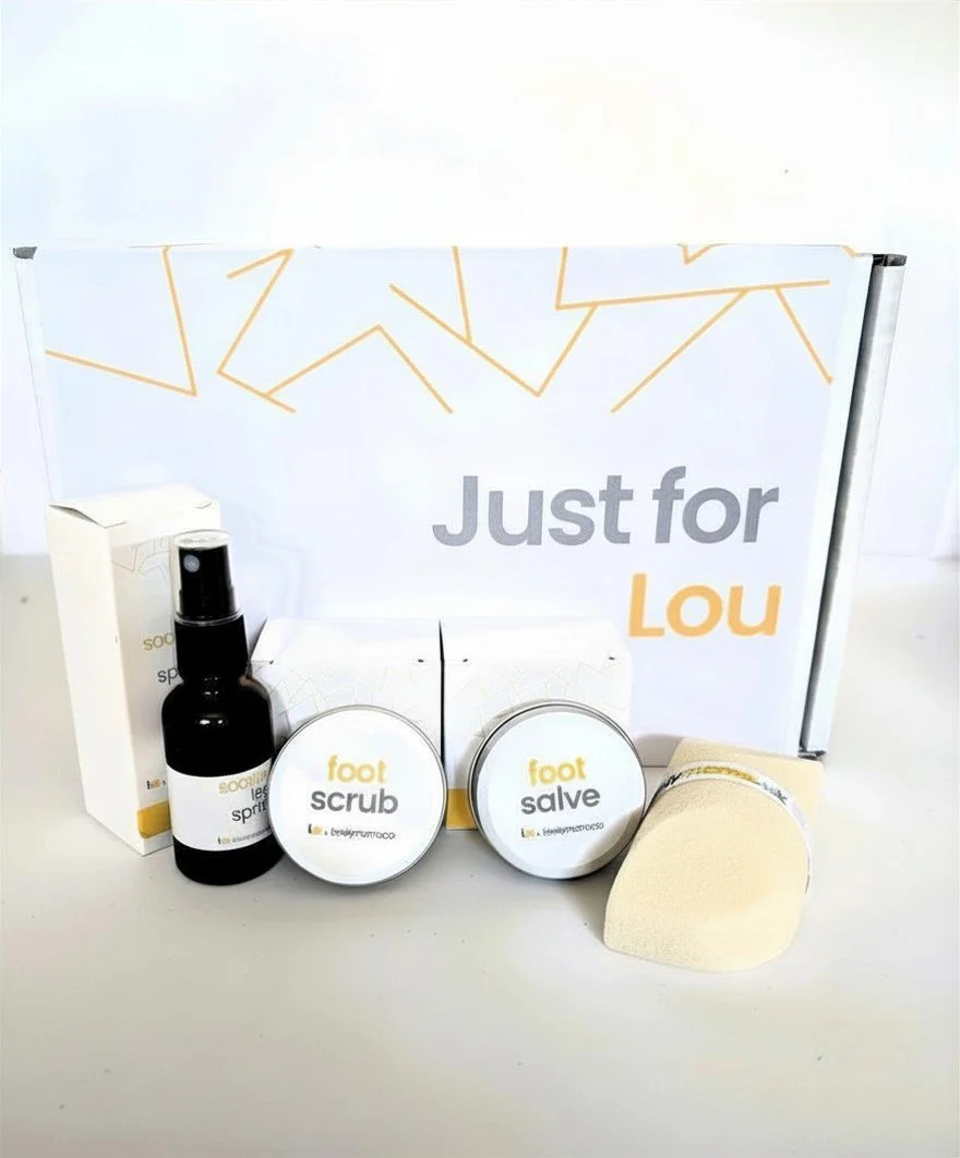 Foot Care Gift Set | Peppermint Spa Hamper with Foot Soak, Scrub, Salve, Pumice & Leg Mist | Vegan Recovery & Self Care Box