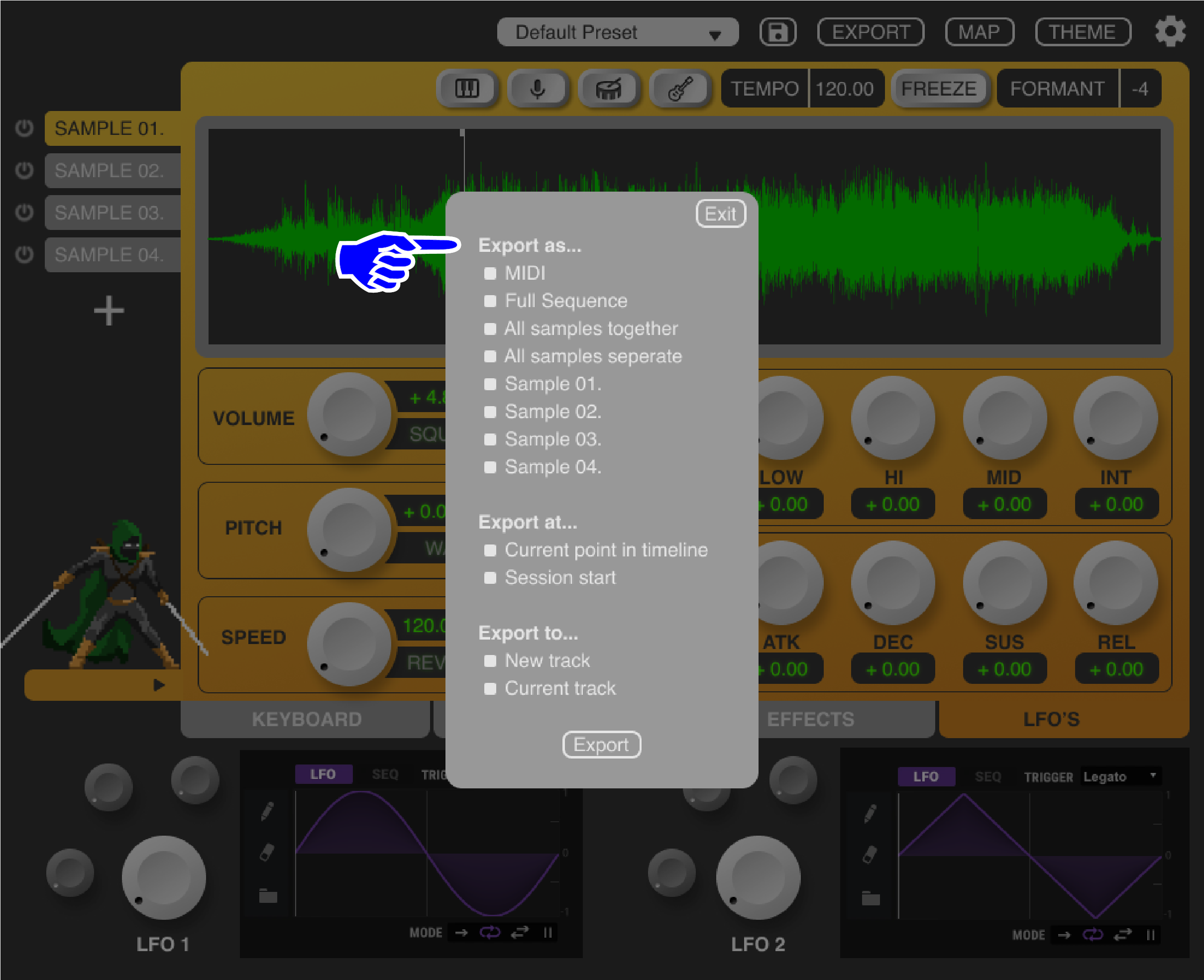 The “Export as” section gives users control over what type of file they want to export.
