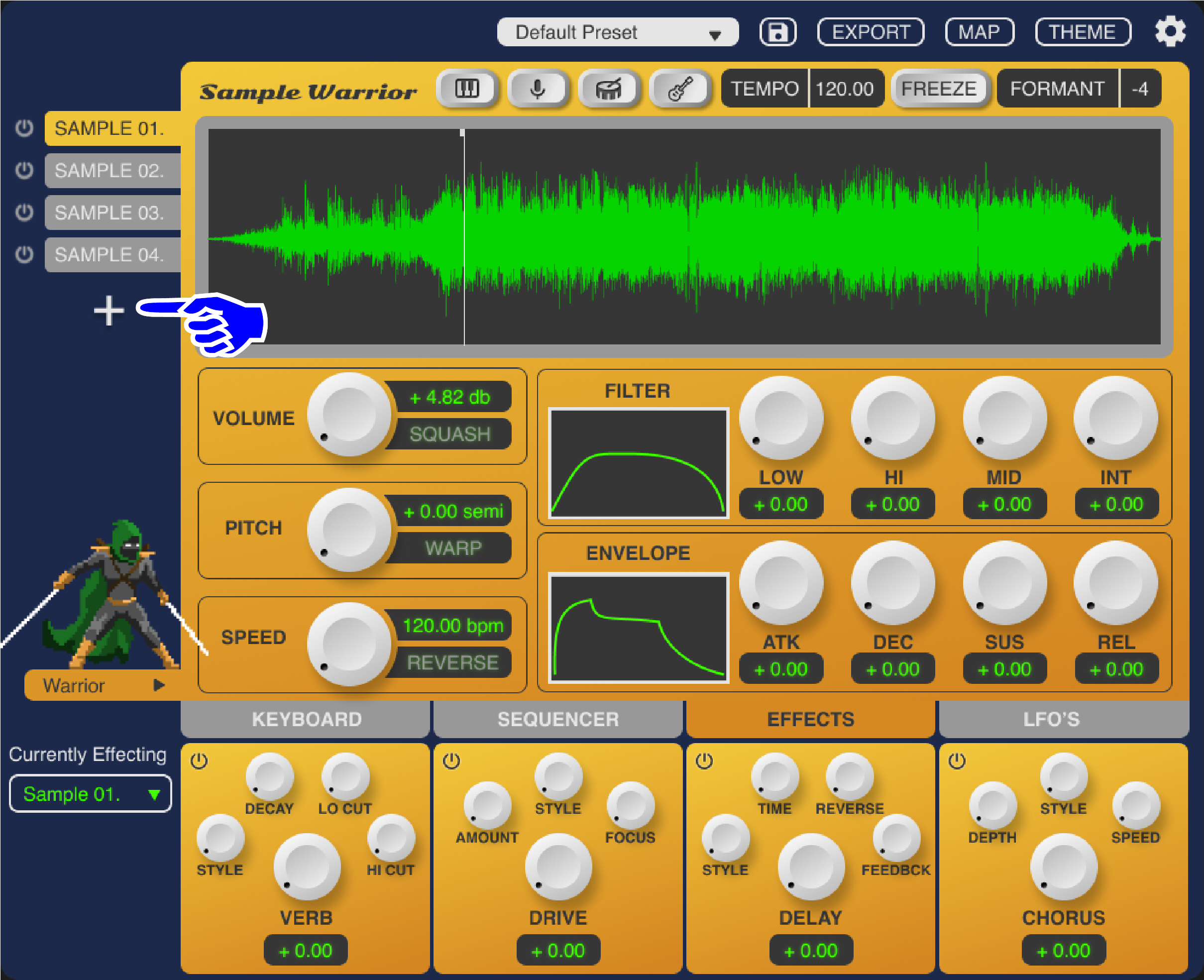 A drop shadow is added to the “+” button to afford pressing
