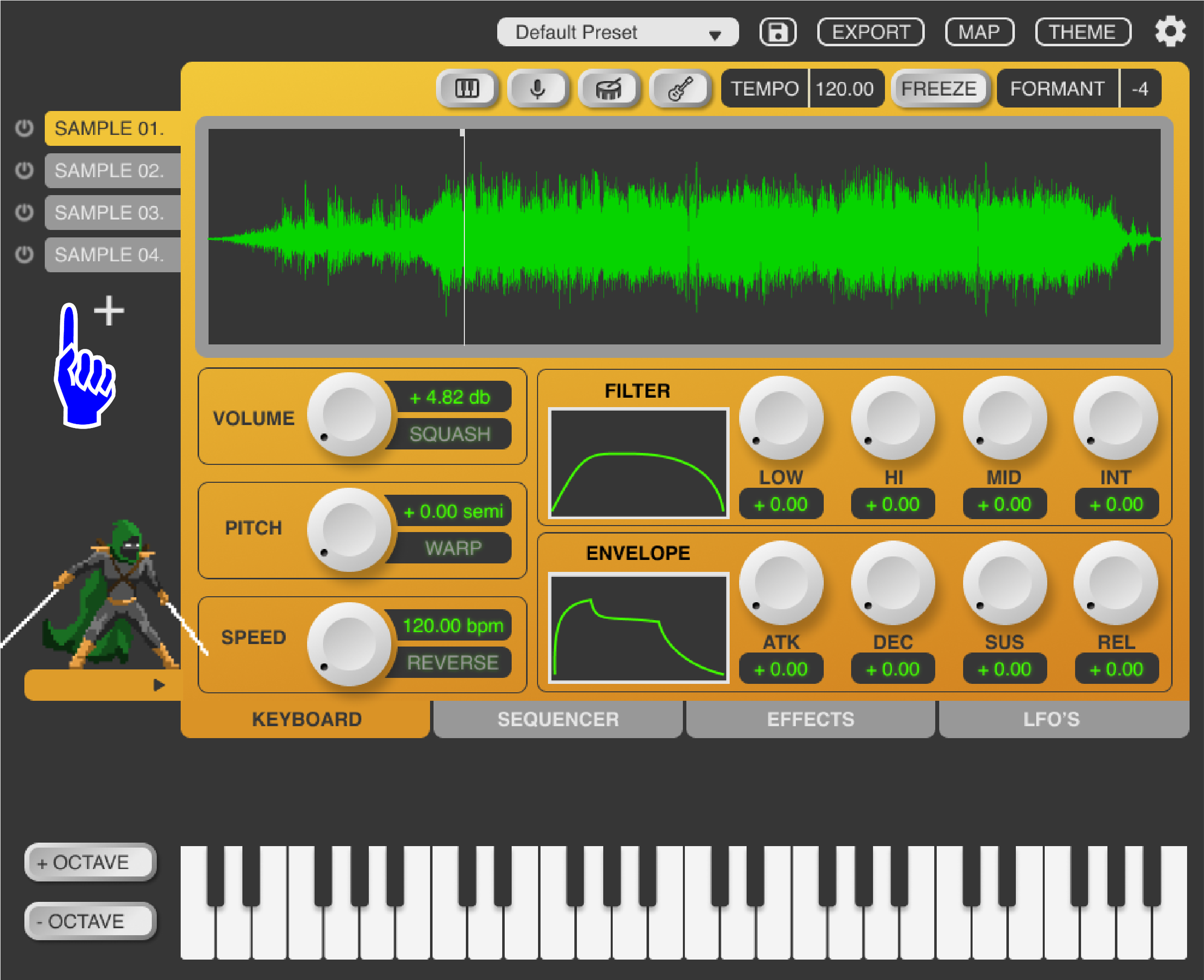 The multi-sampling menu is discrete yet clearly displayed, keeping users workflow quick and efficient.
