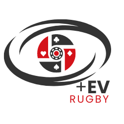 Logo with a stylized rugby ball, the words '+EV' and 'RUGBY' along with a red, black, and gray color scheme.