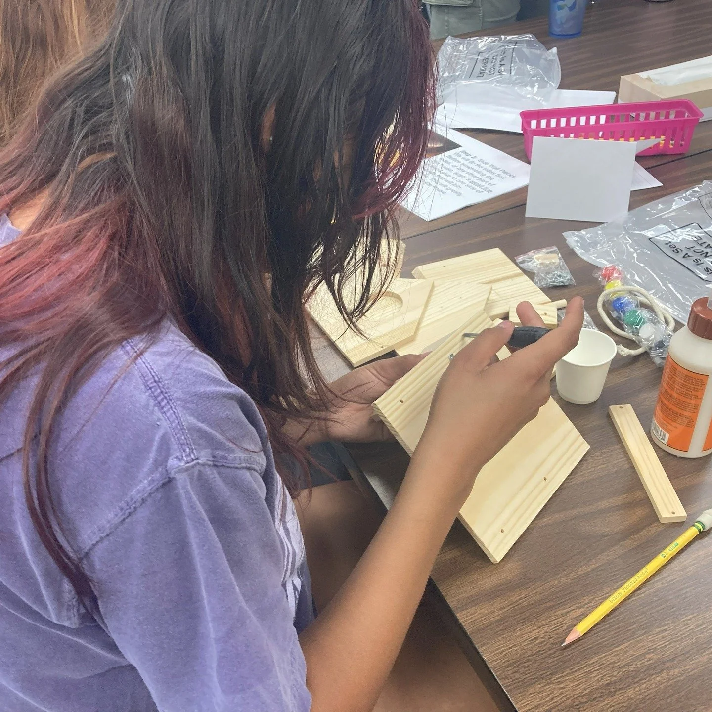 We've been having so much fun building these birdhouse kits with elementary school students all across the county! This is an approachable hands-on way to encourage birds to visit and make observations about their behavior. The kids had a lot of fun 