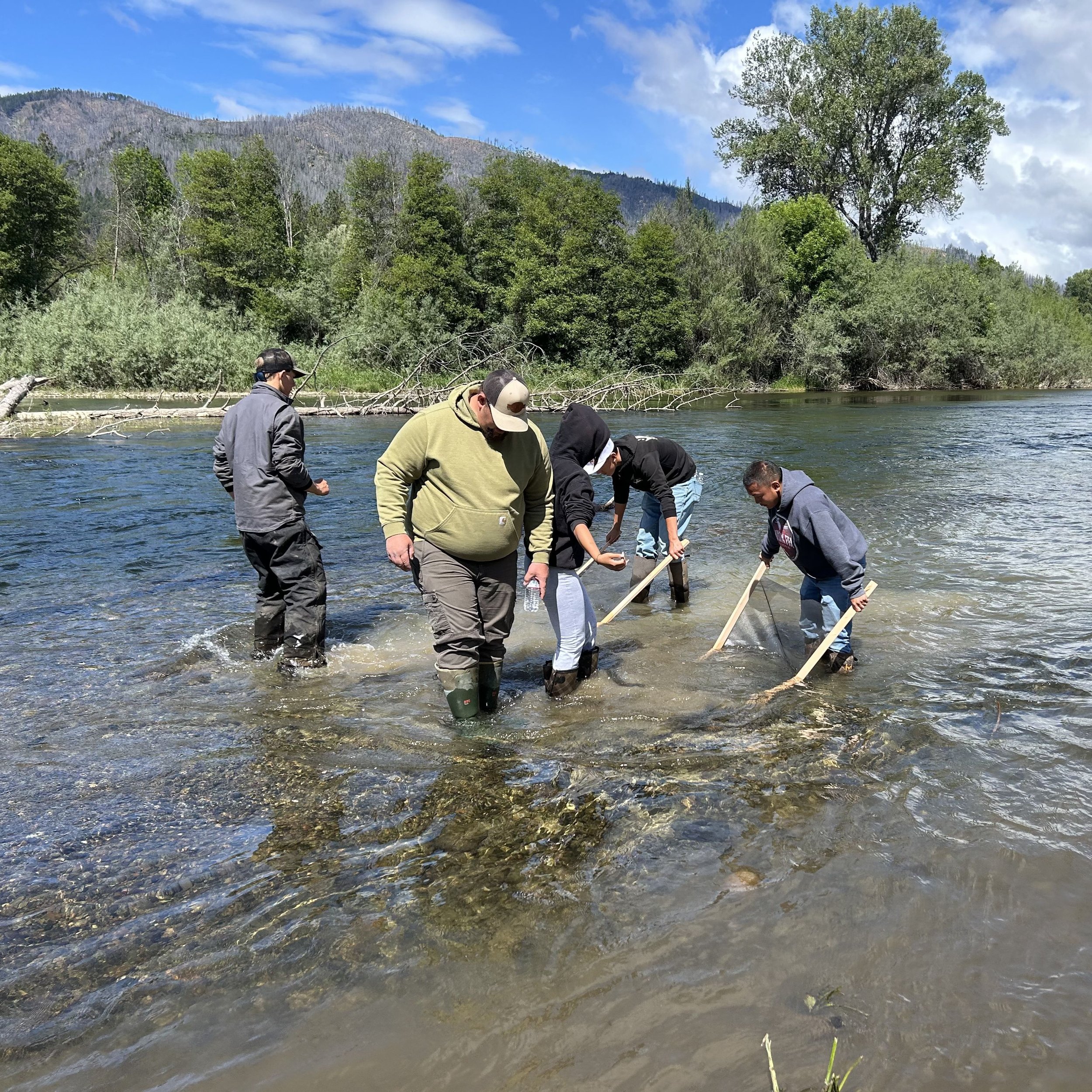 On May 26, Trinity Together staff and six Hayfork High students toured three Trinity River restoration sites for a day of hands-on science and observation. A huge thank-you to the Yurok Tribe Construction Corporation&mdash;especially Greg Aikins and 