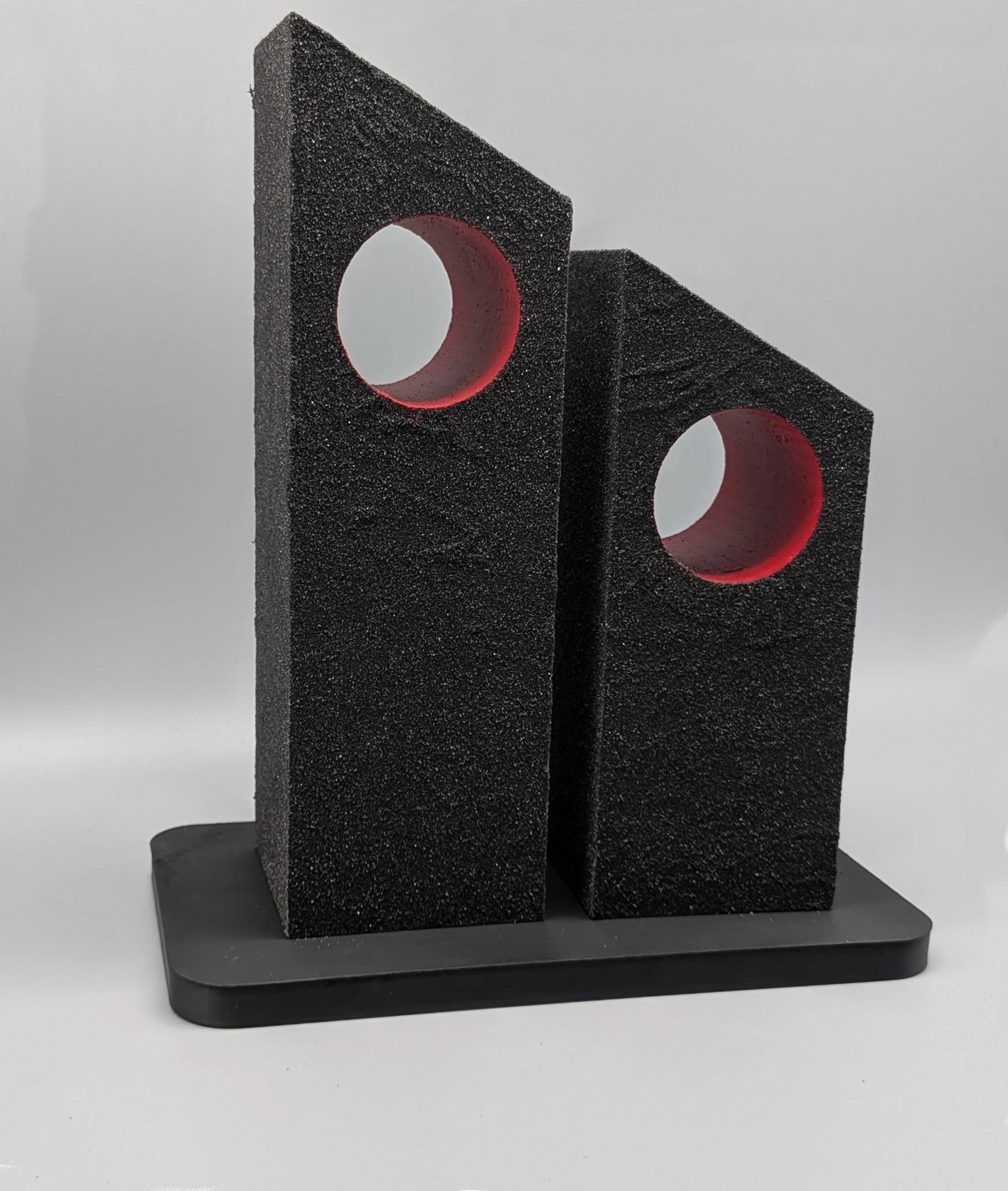 Geometric Conversation #1 - 11" high - PLA armature with gesso, sand and acrylic paint