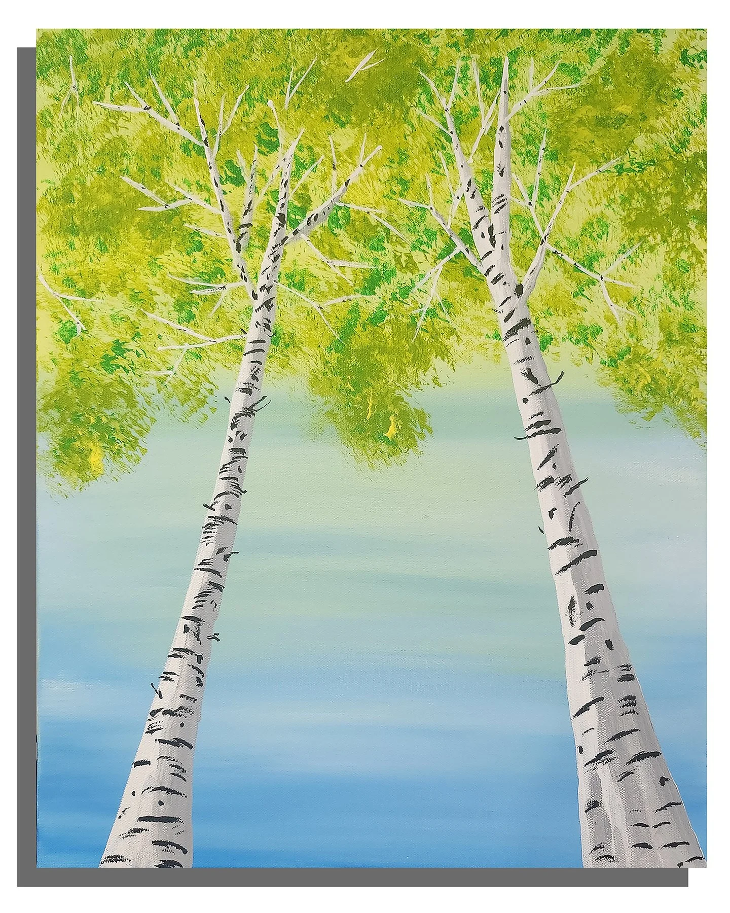 Birch Tree Spring - 20"H x 16"W x 1.5"D - Acrylic on Canvas