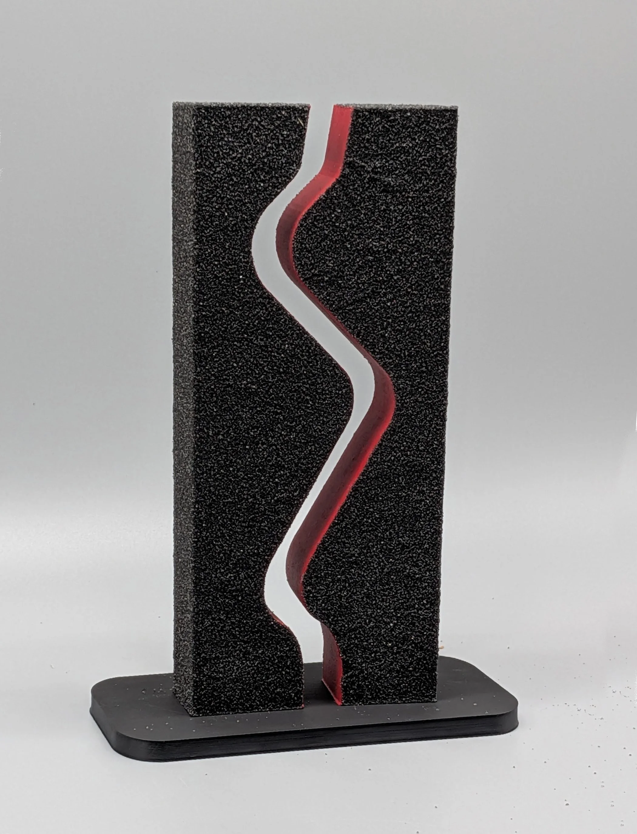Geometric Conversation #1 - 8" high - PLA armature with gesso, sand and acrylic paint
