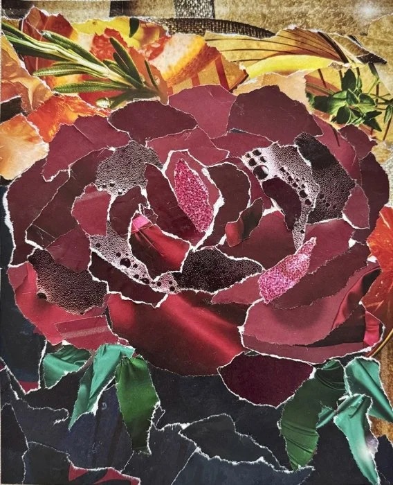 Collage-Torn Paper Flower Art with Traci O’Very Covey