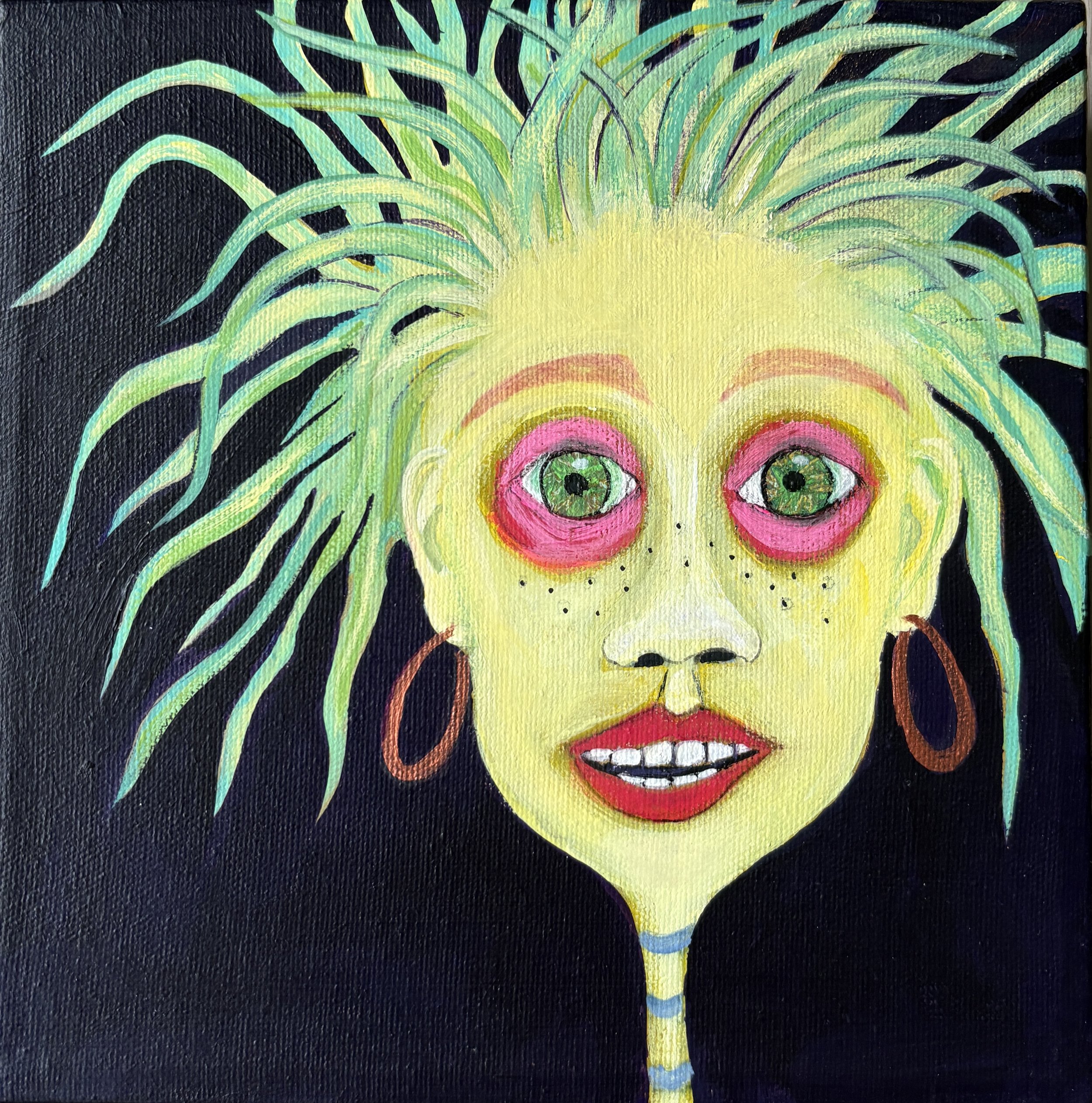 MISFIT acrylic on canvas 8"X 8", donated to B1 Gallery Fundraiser, Vancouver, April 2026