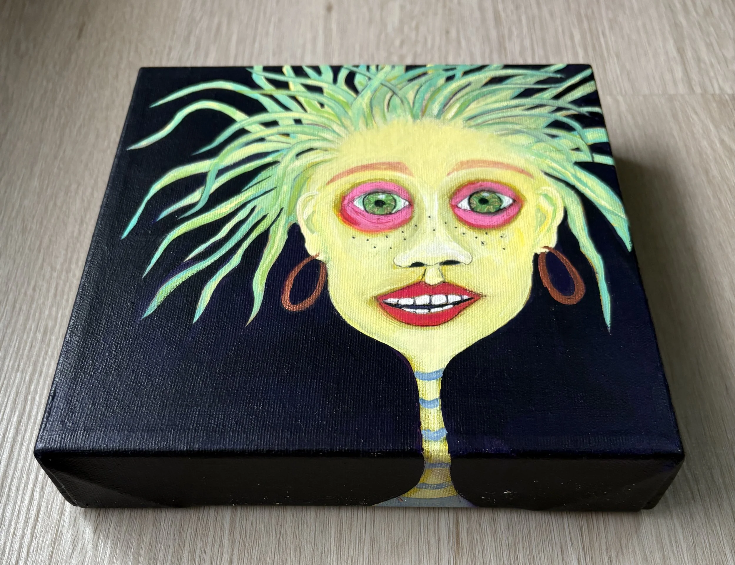 MISFIT acrylic on canvas 8"X 8", donated to B1 Gallery Fundraiser, Vancouver April 2026
