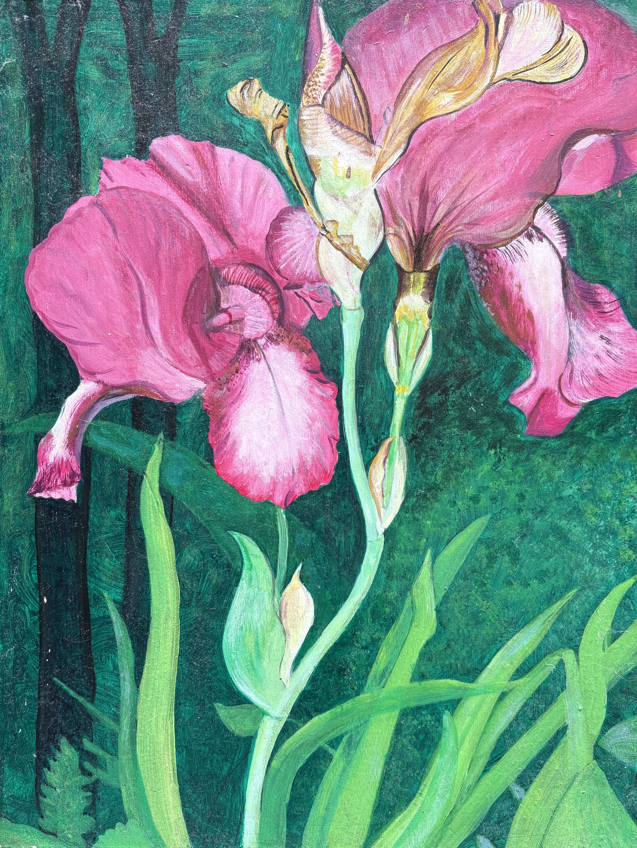 Pink Lilies Creston Garden, acrylic on wood, 
15" X  20" SOLD