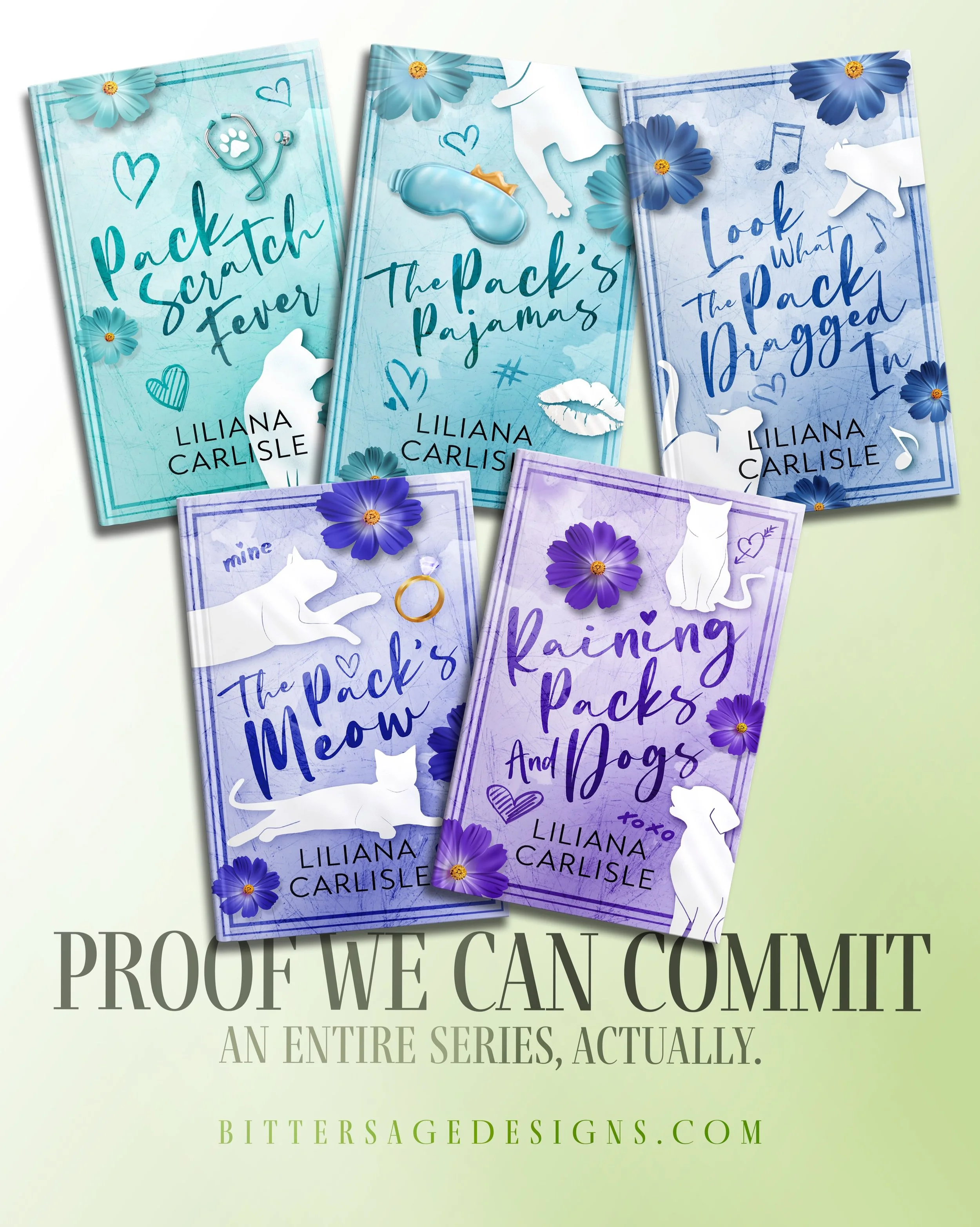 Proof we can commit. An entire series, actually. 🙂&zwj;↕️🖤

Five covers for Liliana Carlisle&rsquo;s Luna County Omegas series, all designed by Bee!

One of our favourite things about designing a full series is getting to build a little visual worl