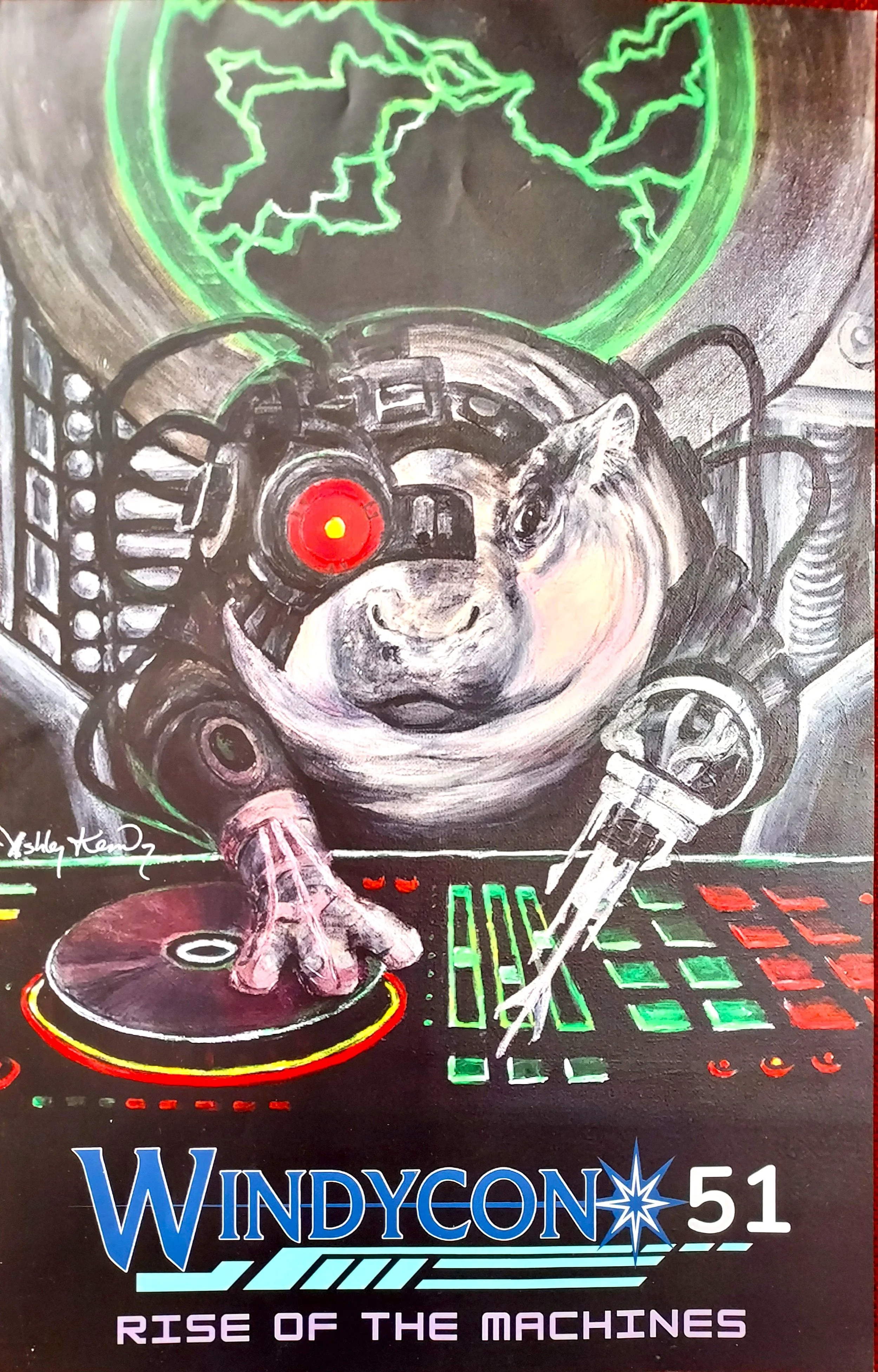 WindyCon, windycon 51, moo deng, DJ Locuteness of Borg, locuteness, locutus, borg, DJ, hippo, rise of the machines, sci-fi literature convention, artwork, ashleykennedyart