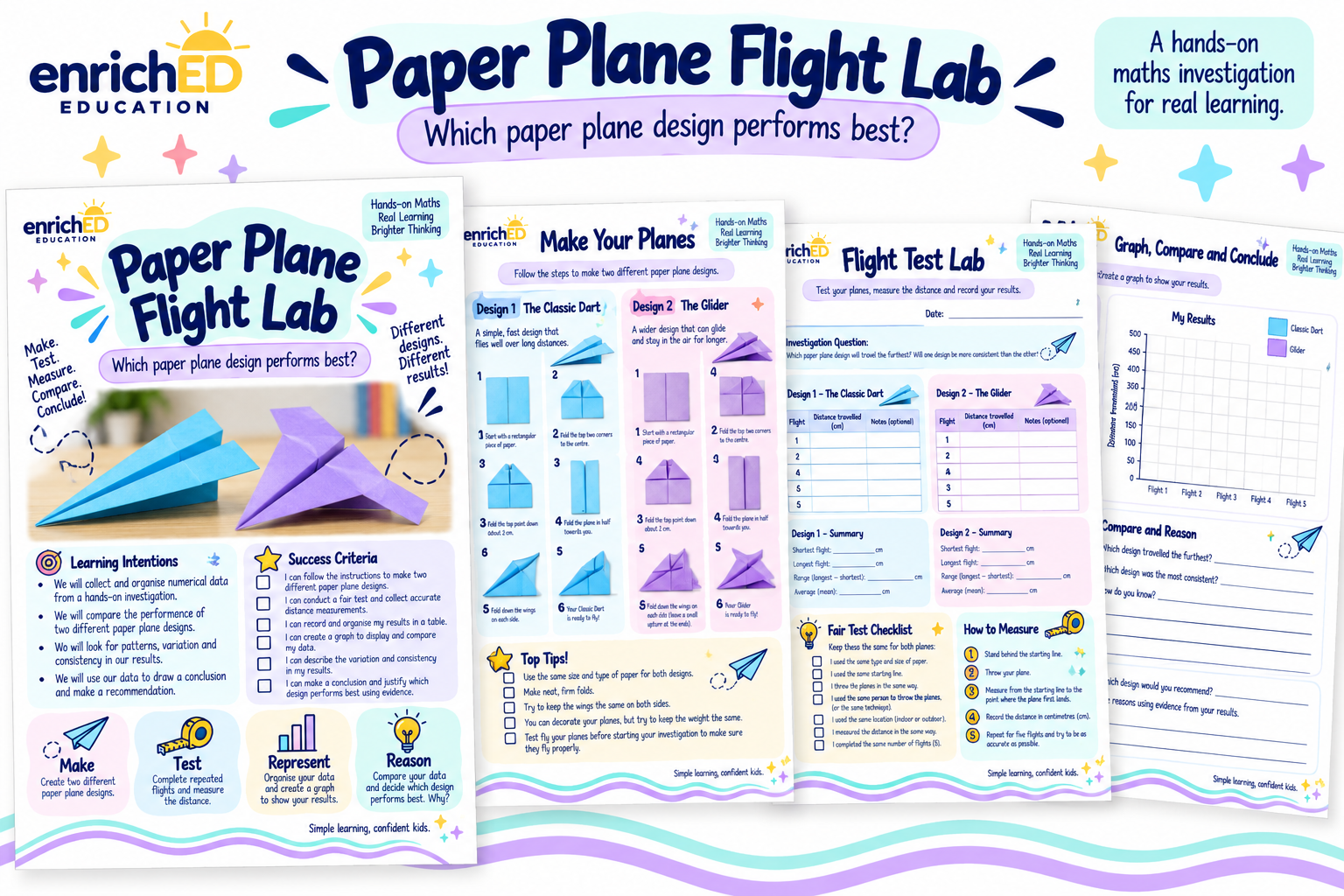 Paper Plane Flight Lab Worksheet Pack Preview.png