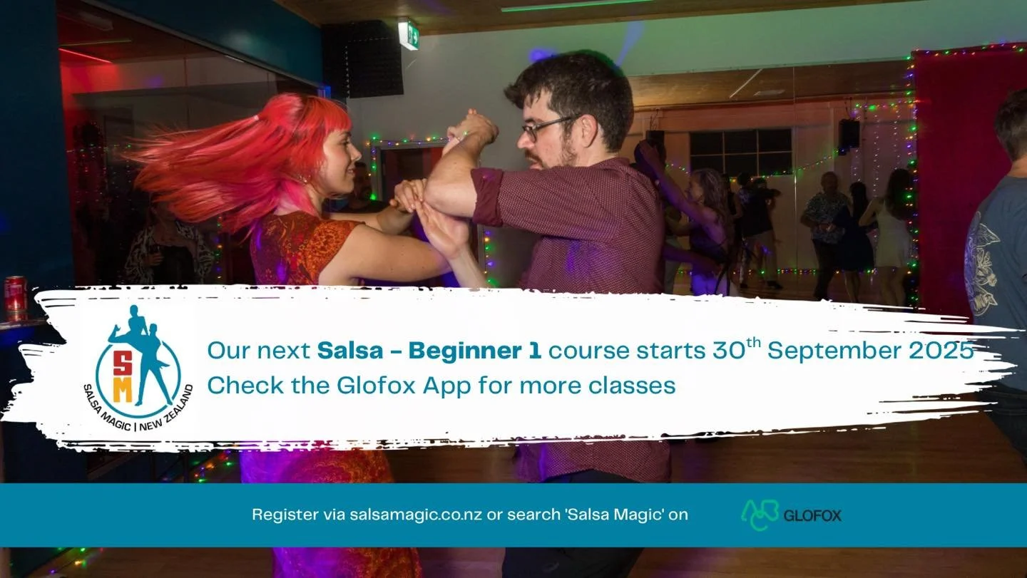 📣 Our next Salsa Beginner 1 course starts on Tuesday 30 September! 💃🕺

Register here 👉  https://www.salsamagic.co.nz/beginners#glofox-beginners or on the Glofox app