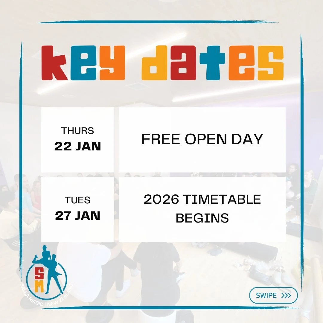 We are back for 2026!!

💃Free Open Day Thursday 22Jan
🕺 New 2026 weekly timetable begins

We can't wait to get back to the studio every week and dance with you!

Keep an eye out for the open day schedule soon 🥳