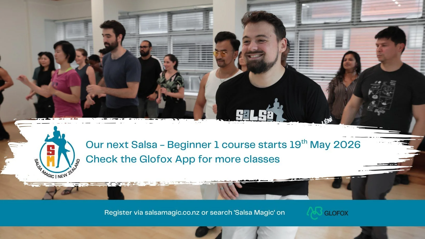 📣 Our next Salsa Beginner 1 course starts on Tuesday 19th May! 💃🕺

We can't wait to dance with you! Bring your friend or just yourself!!

Register here 👉 https://www.salsamagic.co.nz/beginners#glofox-beginners
or on the Glofox app