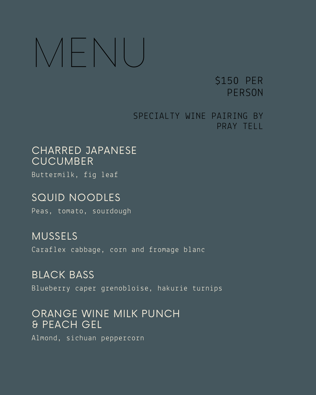 Ulē collab dinners - Ulē x Praytell  menu.PNG