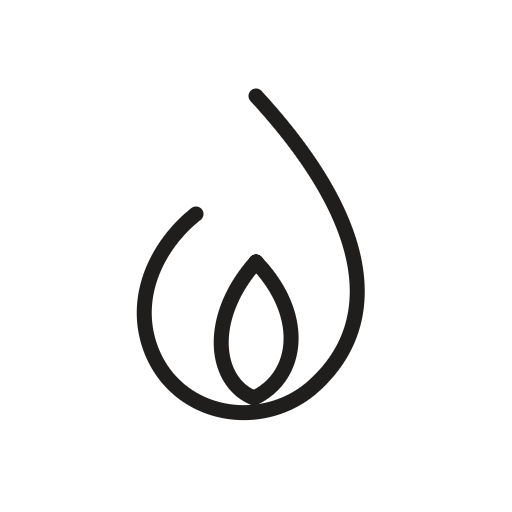 Simple black outline of a flame or fire icon.