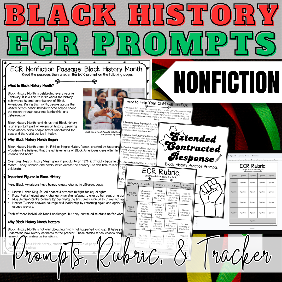 Black History Month Extended Constructed Response Practice Nonfiction Writing Prompts