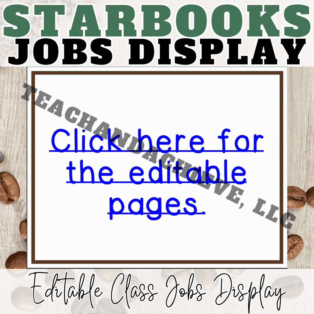 Starbooks Coffee Classroom Jobs Display | Editable Classroom Jobs Chart