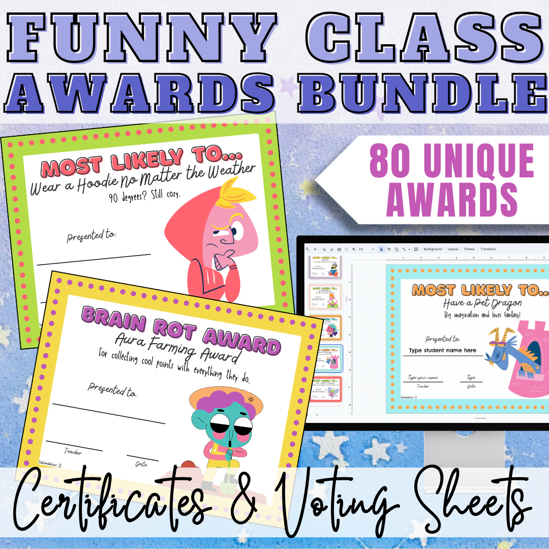 Funny End of Year Class Awards | Silly Student Superlatives | Gen Z & Alpha Slang Awards | Editable Classroom Award Certificates