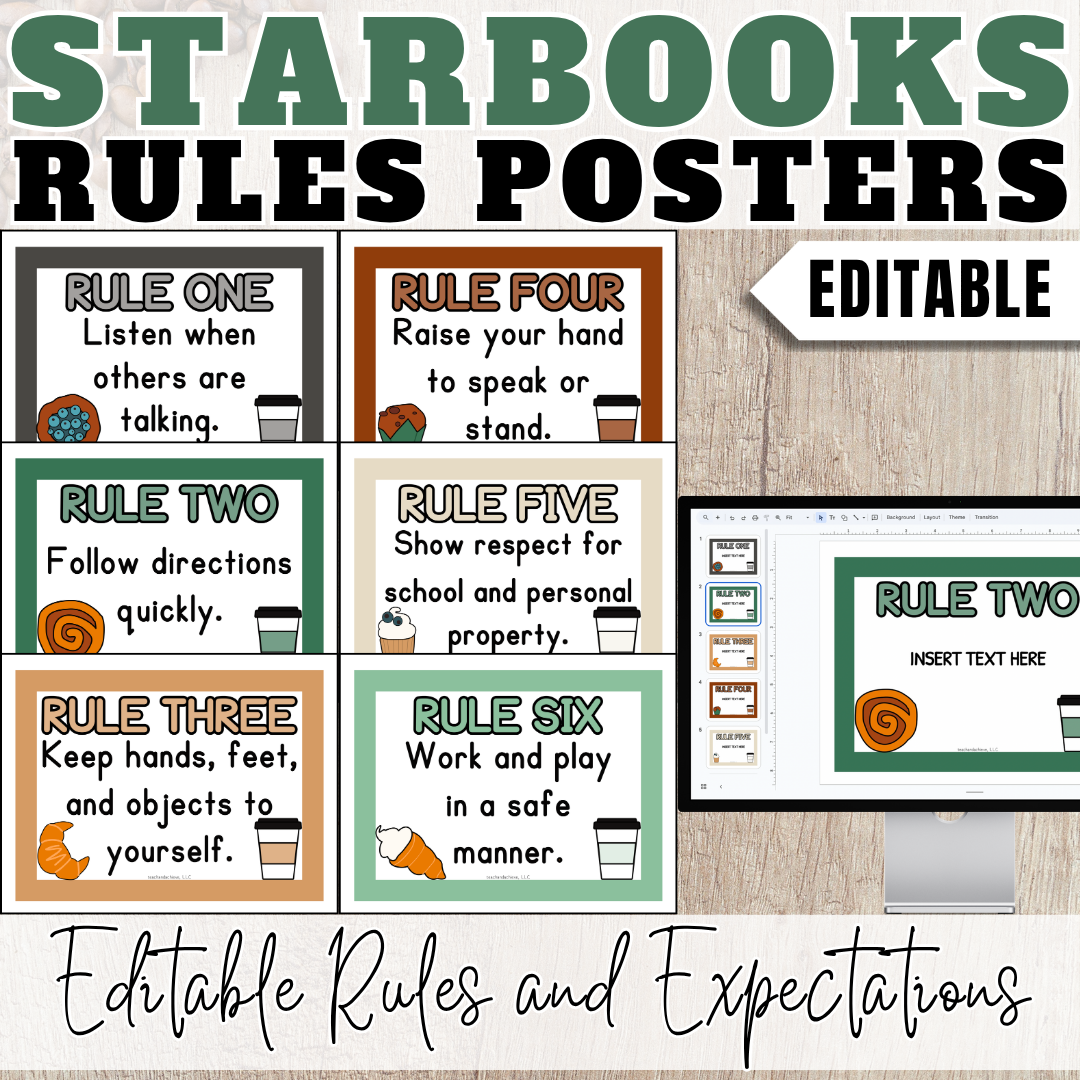 Starbooks Coffee Classroom Rules Posters & Expectations Posters | Coffee Shop Theme Decor