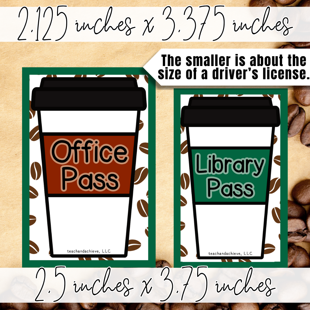 Starbooks Coffee Classroom Hall Passes | Classroom Management Decor