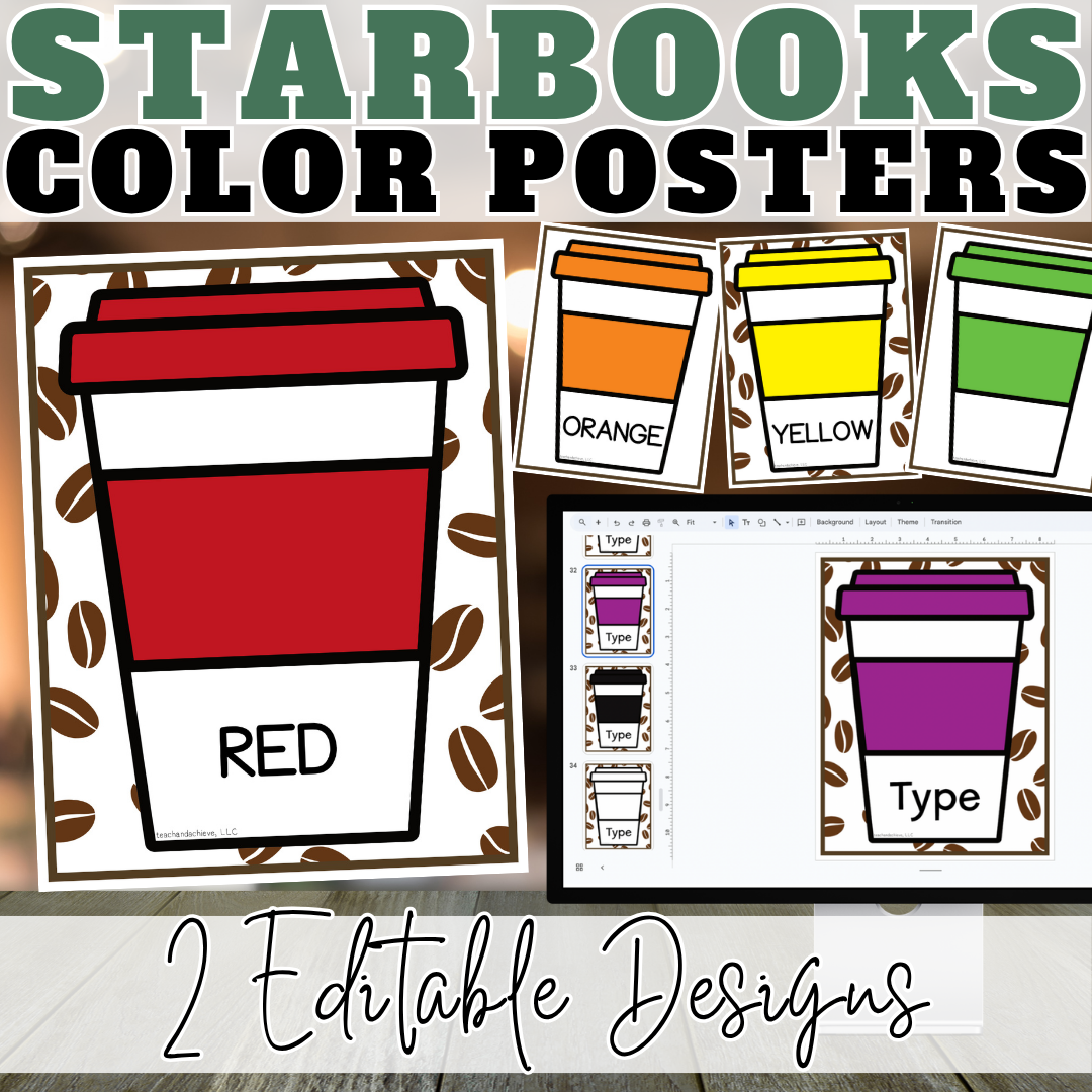 Starbooks Coffee Classroom Color Posters | Color Word & Color Name Posters