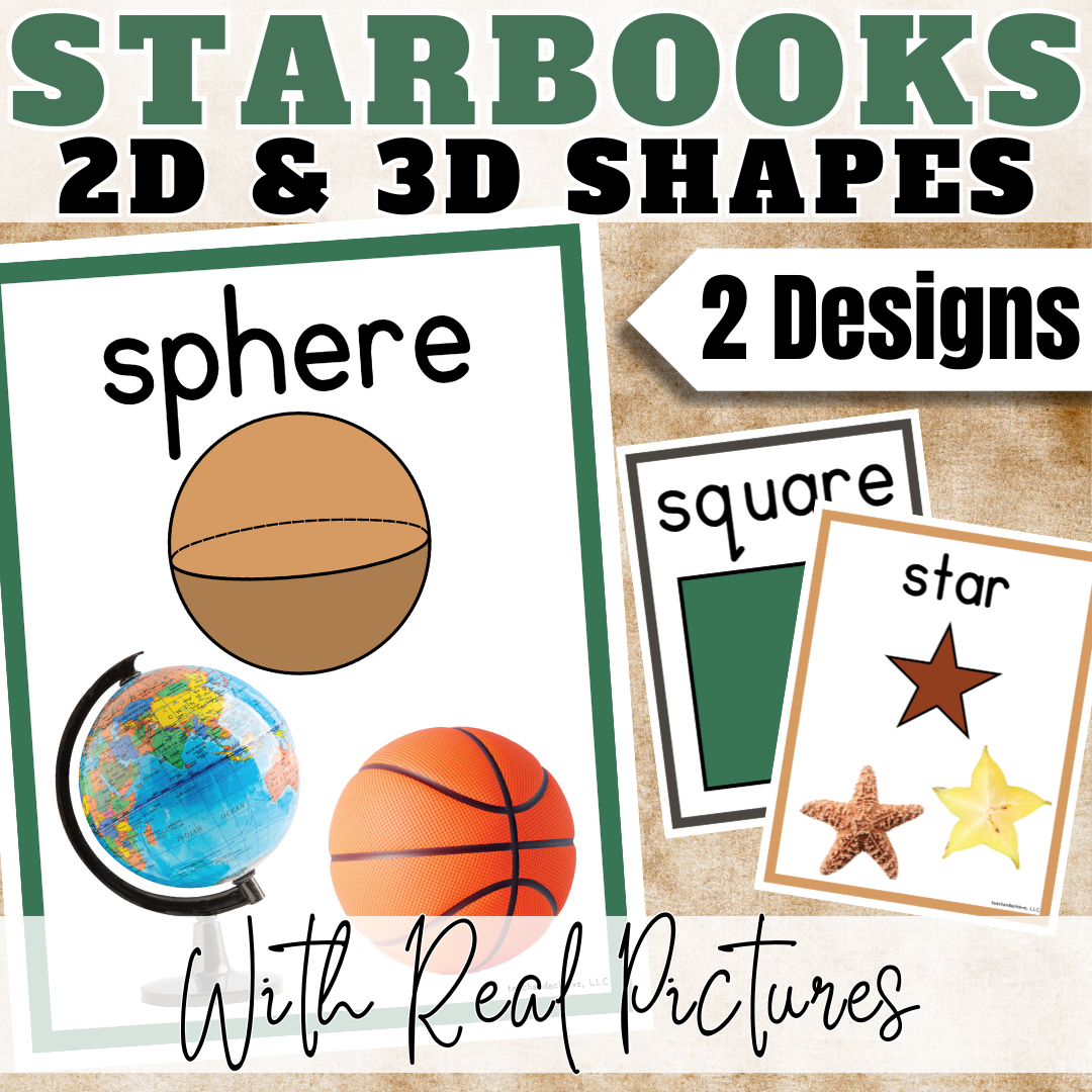 2D & 3D Shapes Posters with Real-Life Objects | Starbooks Coffee Classroom Decor