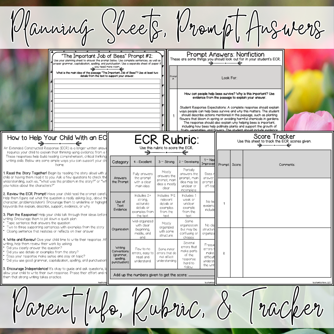 Spring Nonfiction Reading Passages & Extended Constructed Response (ECR) Practice | 3rd Grade, 4th Grade, 5th Grade