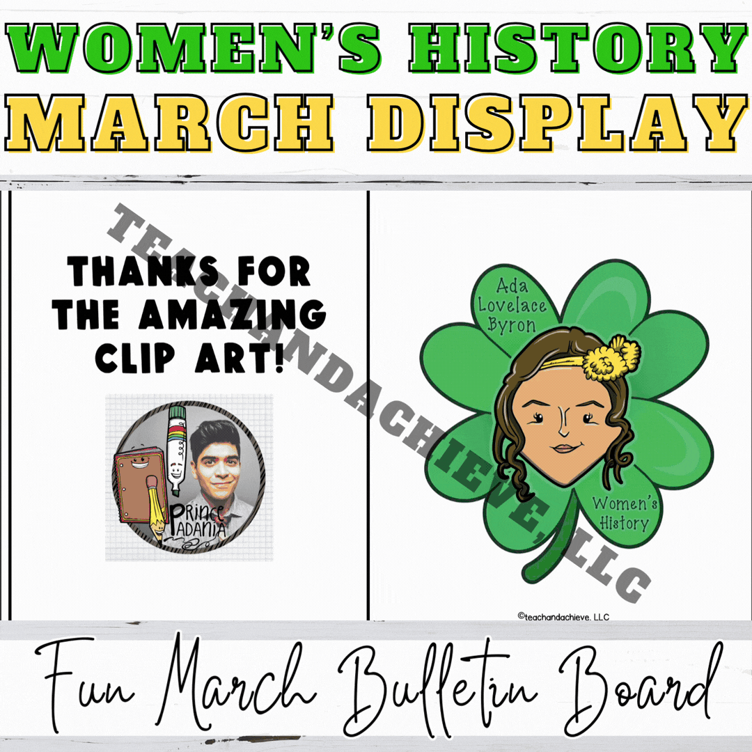 Women’s History Month Bulletin Board, Women in STEM March Door Decor, Lucky Clover Theme